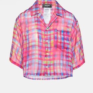 DSQUARED2 “Hawaiian Shirt” Multicolor Plaid Short Sleeve Shirt- Size 38